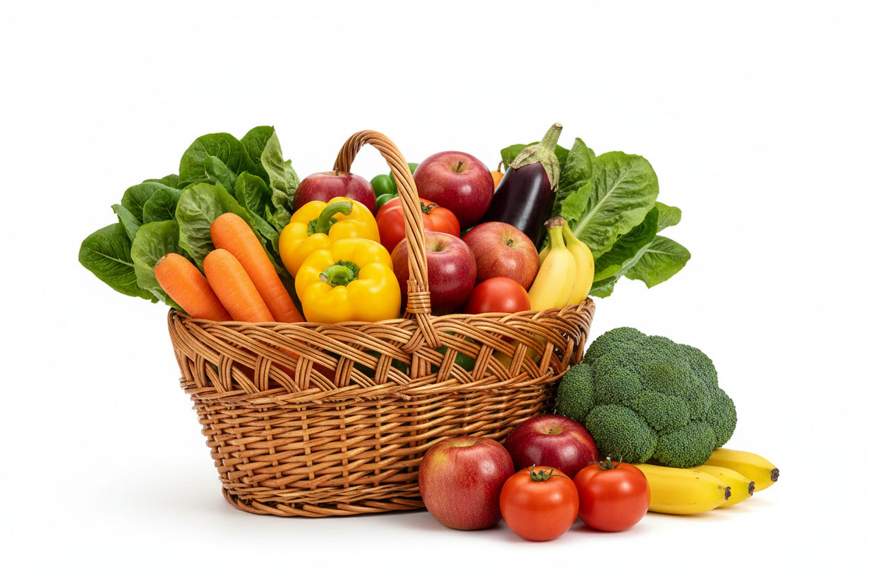I want an image for fruits basket and vegetables 